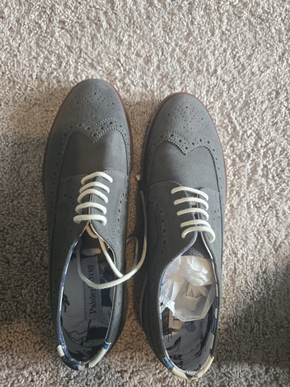 Paisley & Gray Gray Wingtip Oxford with White Laces